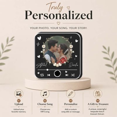 for Wife Husband Personalized Musical Fridge Magnet Custom with Photo & Song Audio Message Gift Rechargeable Sound Magnet